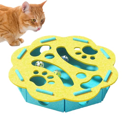 Katzenpuzzle Spielzeug | Interaktives Filz Katzen Puzzle Box Spielzeug | Stimulation Futterautomat Gegen Langeweile Bei Kätzchen | Für Mahlzeiten Training Zuhause Wohnzimmer Balkon Reise Geburtstag von GZBMEZS