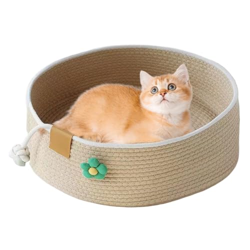 Runder Katzenkorb - Mittelgroßer Geflochtener Katzenkorb Schlafkörbchen - Beruhigendes Kratzhaus zum Ausruhen Schlafen Winter Sommer Spielen Wohnzimmer Schlafzimmer Büro Fensterbank Runder Katzenkorb - Mittelgroßer Geflochtener Katzenkorb Schlafkörbchen - Beruhigendes Kratzhaus zum Ausruhen Schlafen Winter Sommer Spielen Wohnzimmer Schlafzimmer Büro Fensterbank von GZBMEZS