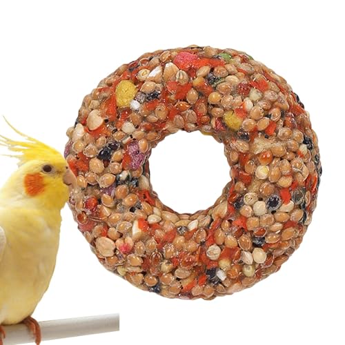 Vogelfutter | Spielzeug Für Wellensittiche | Getreide Beißring Donut-Form Futterbeschäftigungsspiel Für Volierenvögel Unzertrennliche & Sittiche Aktivitätsförderung von GZBMEZS