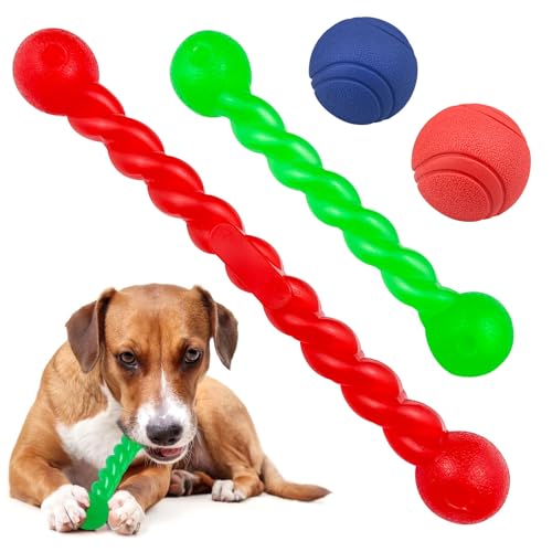 GZLCEU 4 STK Gummispirale Kauknochen Set, Hundespielzeug Gummi für Kleine, Mittelgroße und Große Hunde Kauspielzeug Hund(Je 2 STK von Zwei Stilen) von GZLCEU