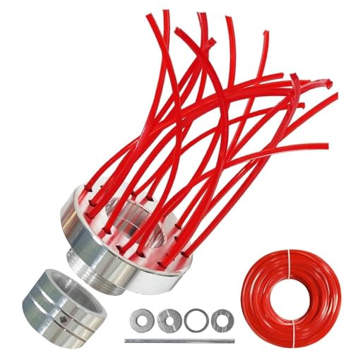 Unkrautbürste für Freischneider, Unkrautbürste für Motorsense Aluminium, Unkrautbürste für Rasentrimmer, Universal Wildkrautbürste, inkl 30m Nylon Faden Wildkrautbürste & Freischneider Zubehör (A) von GZWY