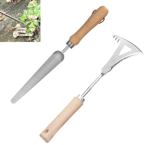 Unkrautstecher mit Stiel, 3 Stück Edelstahl Unkraut Entferner Gerät, Manueller Unkrautstecher Gartengeräte, Entwurzelungswerkzeug Unkrautjäter Gartenwerkzeug Wurzeljäter für Graben Umpflanzen (B) von GZWY