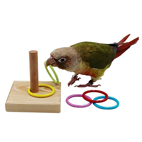 GZXYUAN 1 Stück Vogel-Intelligenz-Trainings-Spielzeug aus Holz, buntes Stapelring-Spielzeug für Papageien, Wellensittiche, Nymphensittiche und Sittiche von GZXYUAN