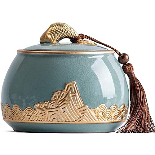 GZYM Celadon Chinesische Keramik Urnen für Asche & Mortal Remains Handgefertigte Keramik-Andenken Schöne Urnen für Mensch und Tier von GZYM