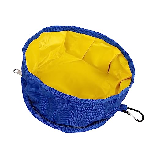 Zusammenklappbarer Hunde-Reisenapf, wasserdichter Hundenäpfe mit großem Durchmesser und Haken für Camping (schwarz) (blau) von GaRcan