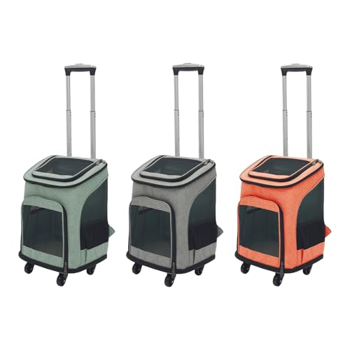 Faltbarer Transportbox Katze 34 * 28 * 44cm Transportbox Hund mit Taschen Vielseitige Tragbarkeit Faltbarer Hundetrolley für Reisen, Wanderungen, Spaziergänge, Besichtigungen (Grün) von Gaabungky