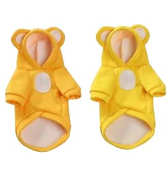GabChi Jerséis para perros Perro Lindo Abrigo De Peluche En Invierno Sudadera Con Capucha Ropa Térmica Ropa De Mascota Abrigo De Perro Gato-Oso Amarillo-M von GabChi