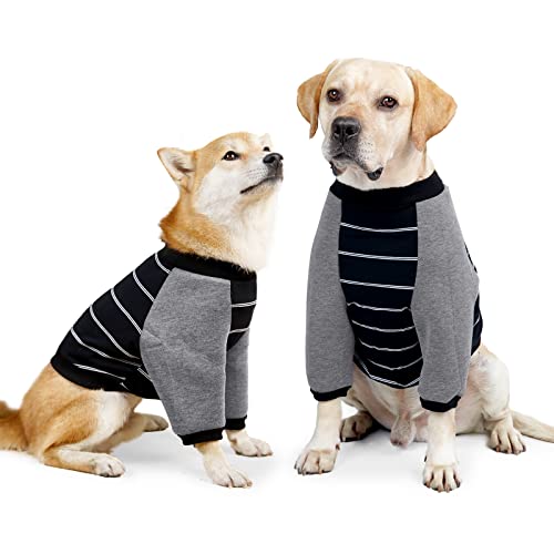 Anti-Leck-Hunde-Shirt, langärmeliges T-Shirt für Haustiere, Hunde-Shirt nach Operationen, verhindert Kratzen, Kapuzenpullover für Hunde, Schwarzgrau, Größe S von GabeFish