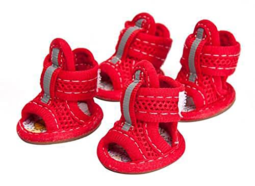 Atmungsaktive Netz-Hundesandalen für den Sommer, Welpenpfotenschutz, Outdoor-Haustier-Sandalen für kleine Hunde, Rot, Größe 1 Atmungsaktive Netz-Hundesandalen für den Sommer, Welpenpfotenschutz, Outdoor-Haustier-Sandalen für kleine Hunde, Rot, Größe 1 von GabeFish