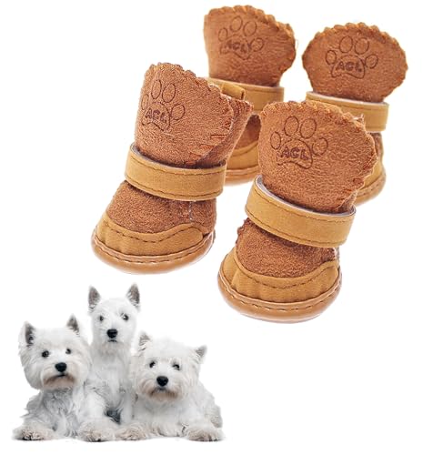 Braune Schneestiefel für Hunde, Fleece-Winterschuhe für Katzen, leichte verstellbare Hundestiefel, kaltes Wetter, Hundeschuhe braun, Größe 1 Braune Schneestiefel für Hunde, Fleece-Winterschuhe für Katzen, leichte verstellbare Hundestiefel, kaltes Wetter, Hundeschuhe braun, Größe 1 von GabeFish