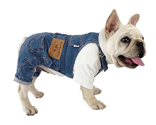 GabeFish Hunde-Jeans-Overall für Welpen, waschbar, Vintage-Outfit für kleine Hunde, Größe XL von GabeFish