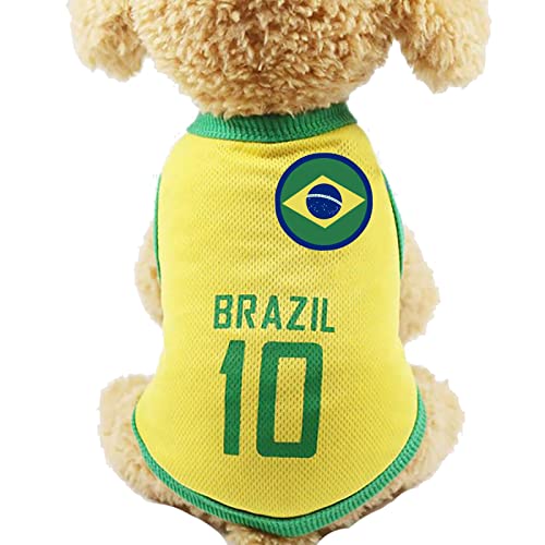 GabeFish Hunde-T-Shirt für die Weltmeisterschaft für Haustiere, Fußball-Trikot, für den Sommer, coole Kleidung, Brasilien, Größe L von GabeFish