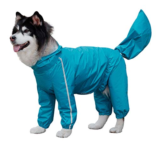 GabeFish Leichte Regenmäntel für große Hunde, große Rassen, Regenjacken mit Beinen, Blau, Größe 10XL von GabeFish