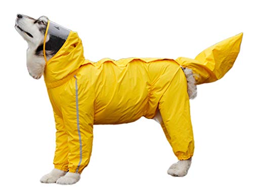 GabeFish Leichte Regenmäntel für große Hunde, große Rassen, Regenjacken mit Beinen, Gelb, Größe 10XL von GabeFish