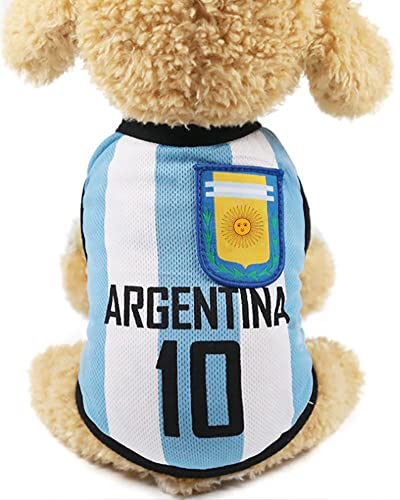 GabeFish T-Shirt für Hunde, Fußballtrikot, Fußball-Nationalmannschaft, Weste, Katze, Sommer, coole Kleidung, Argentinien, Größe M von GabeFish
