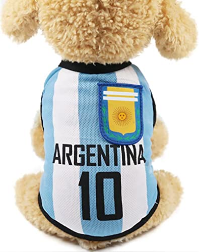 GabeFish T-Shirt für Hunde, Fußballtrikot, Fußball-Nationalmannschaft, Weste, Katze, Sommer, coole Kleidung, Argentinien, Größe S von GabeFish