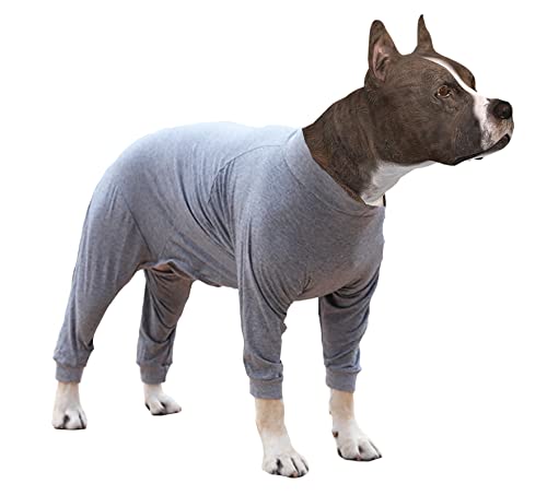 Größe XS bis 3XL, 2 Farben Hunde-Einteiler, langärmelig, vollständige Abdeckung, Haustier-Pyjama, Hunde-Hemd, leicht, Hunde-Overall, Grau, 3XL von GabeFish