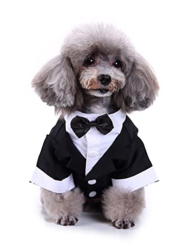 Hundehemden für Hochzeit, Welpen-Smoking, formelle Kleidung, Doggie Tux, Anzug und Krawatte, Schwarz, Größe L von GabeFish