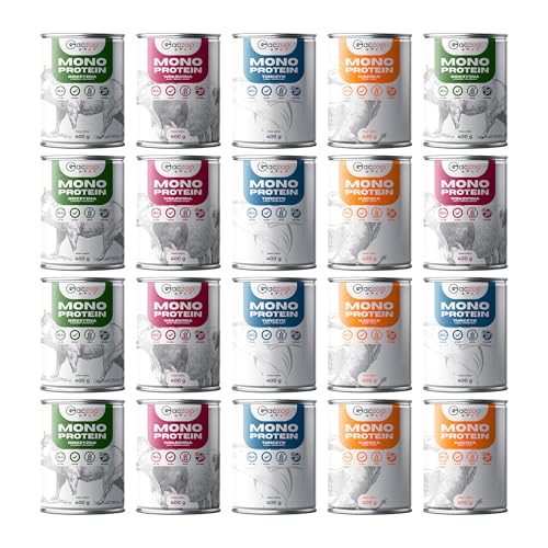 Gaczoo - Hundefutter Nass - Nassfutter für Hunde - 8er Set, 4 Geschmackssorten: Ente, Rindfleisch, Wildschwein, Thunfisch - Hoher Fleischanteil, Getreidefrei, ohne Künstliche Zusatzstoffe - 20 Stück von Gaczoo