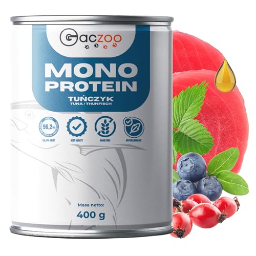 Gaczoo - Hundefutter Nass - Nassfutter für Hunde - Thunfisch - Hoher Fleischanteil, Monoprotein, Getreidefrei, ohne Künstliche Zusatzstoffe - für Erwachsene Hunde, alle Rassen - Dose 400g Gaczoo - Hundefutter Nass - Nassfutter für Hunde - Thunfisch - Hoher Fleischanteil, Monoprotein, Getreidefrei, ohne Künstliche Zusatzstoffe - für Erwachsene Hunde, alle Rassen - Dose 400g von Gaczoo