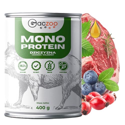 Gaczoo - Hundefutter Nass - Nassfutter für Hunde - Wildschwein - 96,2% Fleischanteil, Monoprotein, Getreidefrei, ohne Künstliche Zusatzstoffe - für Erwachsene Hunde, alle Rassen - 6 x 400 g Gaczoo - Hundefutter Nass - Nassfutter für Hunde - Wildschwein - 96,2% Fleischanteil, Monoprotein, Getreidefrei, ohne Künstliche Zusatzstoffe - für Erwachsene Hunde, alle Rassen - 6 x 400 g von Gaczoo