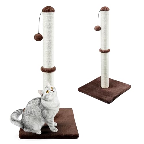 Gaczoo - Kratzsäule - Kratzstamm - Katzenturm mit Ball, Sisalstamm für Katzen, 72 cm hoch, 40x40 cm Basis, Stabil & Platzsparend - zum Krallenwetzen, Spielen & Stressabbau - Braun Gaczoo - Kratzsäule - Kratzstamm - Katzenturm mit Ball, Sisalstamm für Katzen, 72 cm hoch, 40x40 cm Basis, Stabil & Platzsparend - zum Krallenwetzen, Spielen & Stressabbau - Braun von Gaczoo