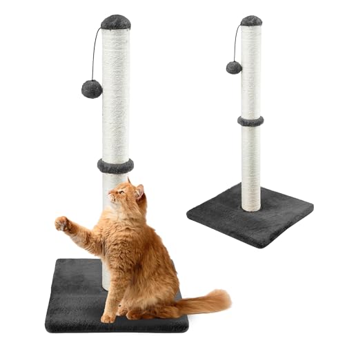 Gaczoo - Kratzsäule - Kratzstamm - Katzenturm mit Ball, Sisalstamm für Katzen, 72 cm hoch, 40x40 cm Basis, Stabil & Platzsparend - zum Krallenwetzen, Spielen & Stressabbau - Dunkelgrau Gaczoo - Kratzsäule - Kratzstamm - Katzenturm mit Ball, Sisalstamm für Katzen, 72 cm hoch, 40x40 cm Basis, Stabil & Platzsparend - zum Krallenwetzen, Spielen & Stressabbau - Dunkelgrau von Gaczoo