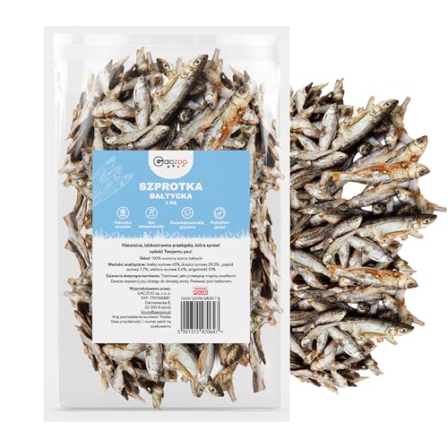 Gaczoo - Sprotten für Hunde Getrocknet - Getrockneter Fisch für Hund - 100% Trockenfisch, Hundeleckerli, Trainingsleckerli - ohne Zusätze, reich an Omega 3, Fettarm - 1kg von Gaczoo