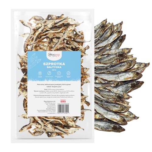 Gaczoo - Sprotten für Hunde Getrocknet - Getrockneter Fisch für Hund - 100% Trockenfisch, Hundeleckerli, Trainingsleckerli - ohne Zusätze, reich an Omega 3, Fettarm - 500g von Gaczoo