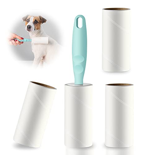 Fusselrolle Tierhaare 4 Rollen mit 1 Abroller, Fusselentferner Fusselbürste Tierhaare Fusselrolle Kleidung, Extra Klebrige Lint Roller für Haare, Katzenhaare, Hundehaare, Kleidun, 60 Blatt/Rollen von Gadom