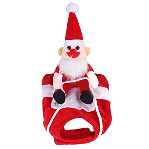 Gadpiparty Bequemes Baumwollmaterial Weihnachtskleidung für Hunde Weihnachtsmann Reitet auf Haustieranzug von Gadpiparty