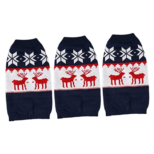 Gadpiparty 3 STK Kleidung Für Haustiere Weihnachtlicher Hundepyjama Weihnachtskatzenmantel Warme Rollkragen-Strickwaren Für Haustiere Weihnachtswelpenkostüm Wintermantel Acryl Warm Halten von Gadpiparty