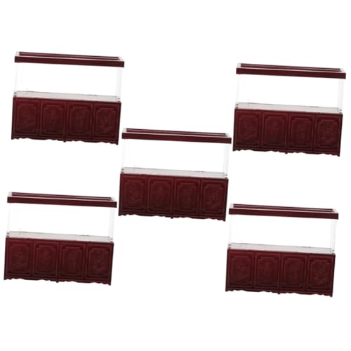 Gadpiparty 5 Stück Mini Red Ming Fish Tank Mikro Fischtankdekor Dekorativ Klein Schreibtisch-Aquarium Panzer Dekorationen Spielzeugfisch Aquarienschmuck Zubehör Mini-hausdekoration Hölzern von Gadpiparty