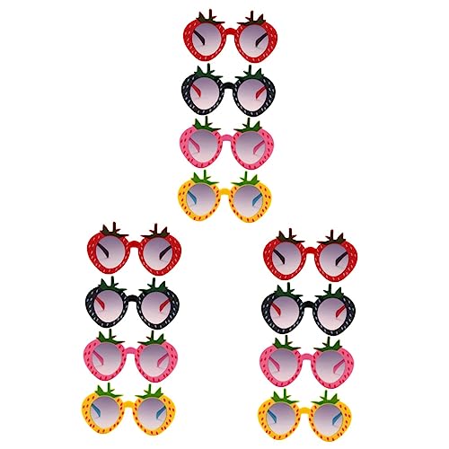 Gadpiparty Brillen 12 Stück Weihnachtsbrillen Früchte Kostüm Tropische Requisiten Gastgeschenke Ausgefallene Maskerade-Accessoires Geschenk Party Kleinkinder Erdbeer-Sonnenbrille von Gadpiparty