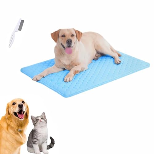Gafutozm Pfotenfrost Matte für Katzen Hund, 3-Schicht-System Selbstkühlende Kühlmatte Haustier Waschbar für Zuhause, Auto, Garten Oder Unterwegs (Blau, XL(100 * 75cm)) von Gafutozm
