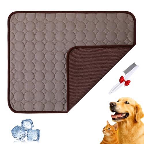 Gafutozm Pfotenfrost Matte für Katzen Hund, 3-Schicht-System Selbstkühlende Kühlmatte Haustier Waschbar für Zuhause, Auto, Garten Oder Unterwegs (Braun, XS(40 * 30cm)) von Gafutozm