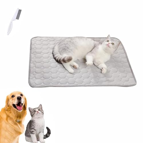Gafutozm Pfotenfrost Matte für Katzen Hund, 3-Schicht-System Selbstkühlende Kühlmatte Haustier Waschbar für Zuhause, Auto, Garten Oder Unterwegs (Grau, XL(100 * 75cm)) von Gafutozm