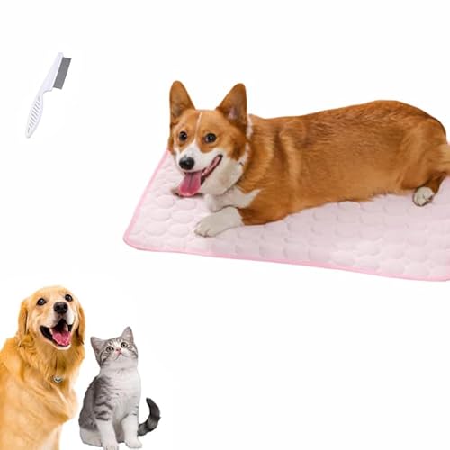 Gafutozm Pfotenfrost Matte für Katzen Hund, 3-Schicht-System Selbstkühlende Kühlmatte Haustier Waschbar für Zuhause, Auto, Garten Oder Unterwegs (Rosa, XL(100 * 75cm)) von Gafutozm