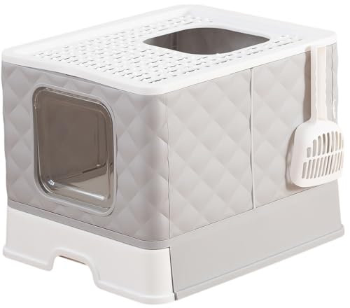 Gagee Faltbare Katzentoilette mit Deckel, geschlossenes Katzentöpfchen, oberer Eingang, spritzwassergeschützte Katzentoilette, leicht zu reinigen, Grau Gagee Faltbare Katzentoilette mit Deckel, geschlossenes Katzentöpfchen, oberer Eingang, spritzwassergeschützte Katzentoilette, leicht zu reinigen, Grau von Gagee