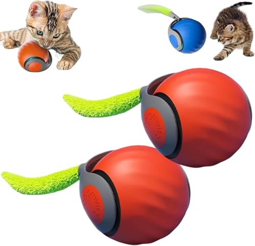 Gahwa 2025 New Speedy Tail 2.0, Speedy Tail Katzenspielzeug, König des interaktiven Katzenspielzeugballs, Automatisches Katzenspielzeug, lindert Ängste (Orange-2pcs) von Gahwa