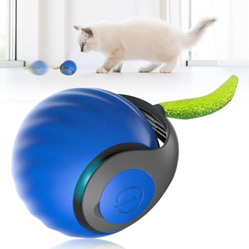 Gahwa Speedy Tail 2.0 New, Interaktives Katzenspielzeug Ball Elektrisch Interaktiver Spielball für Katzen Katzenspielzeug Selbstbeschäftigung Katzenball mit 2 Ersatzschwanz (Blau) von Gahwa