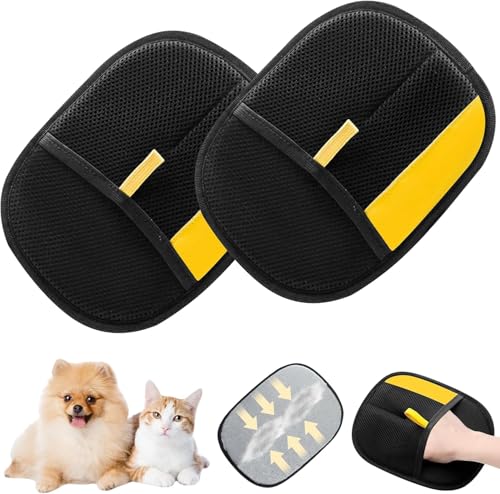 Gahwa Tierhaarentfernungshandschuh für Katzen & Hunde, Upgrade Tierhaarentferner Handschuh, Fell Magnet-Handschuh, Wiederverwendbarer Haarentferner Für Katzen Und Hunde (2PCS) von Gahwa
