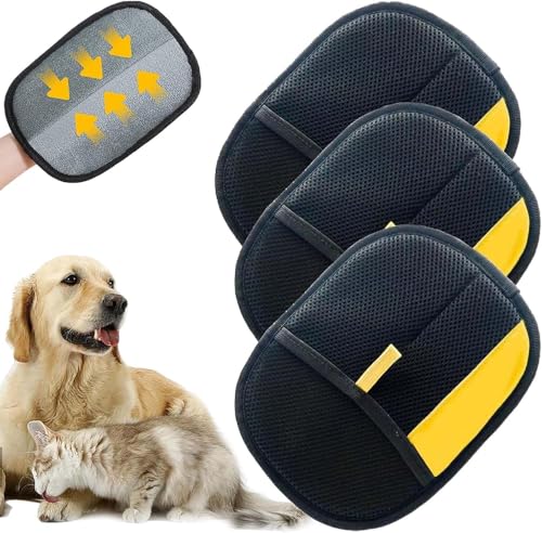 Gahwa Tierhaarentfernungshandschuh für Katzen & Hunde, Upgrade Tierhaarentferner Handschuh, Fell Magnet-Handschuh, Wiederverwendbarer Haarentferner Für Katzen Und Hunde (3PCS) von Gahwa
