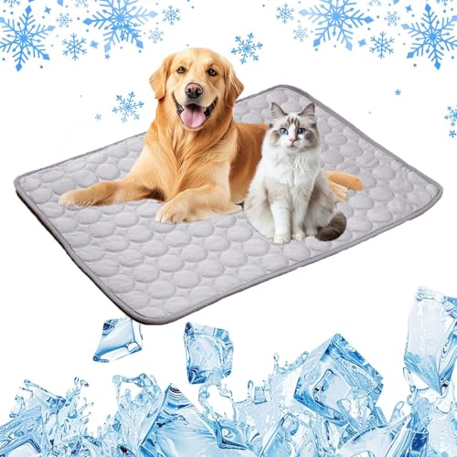 Kühlmatte Hund, 2025 Upgrade Kühldecke für Hunde und Katzen Hundekühlmatte Kühl Betten Kaltgelpad Haustier Matte Kühlpads Gel für Katen Hunde, Kühlende Hundematte (Gray, 50 * 40cm) von Gahwa