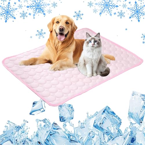 Kühlmatte Hund, 2025 Upgrade Kühldecke für Hunde und Katzen Hundekühlmatte Kühl Betten Kaltgelpad Haustier Matte Kühlpads Gel für Katen Hunde, Kühlende Hundematte (Pink, 50 * 60cm) von Gahwa
