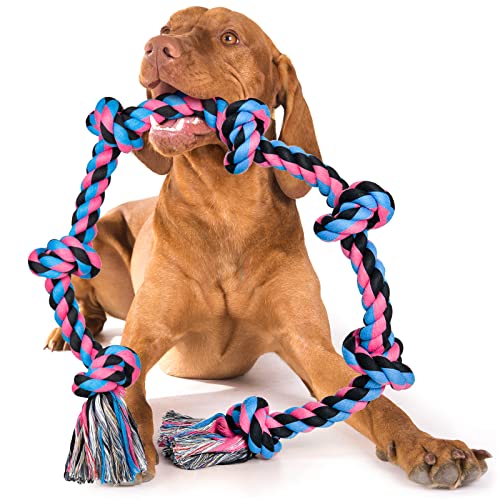 Extra große Hundespielzeug Seil für aggressive Kauer - 127cm, 7 Knoten Tough Seil Kauspielzeug für große Hunde, unzerstörbar Baumwollseil für große und mittlere Rasse Hund Tug of War Dog Rope Toy von GaiusiKaisa