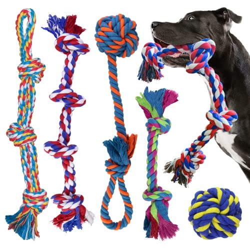 GaiusiKaisa 5PCS Alle XXL Hundespielzeug Seil für Große und Mittlere Hund - Robust Seil Hundespielzeug für Aggressive Kauer - Nahezu Unzerstörbar - Hundespielzeug Ball - Tauziehen Seil Ball zum Kauen von GaiusiKaisa