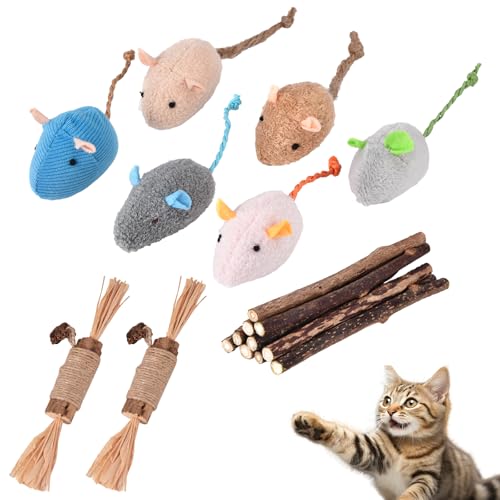 GaiusiKaisa Katzenspielzeug für Indoor-Katzen, Erwachsene und Kätzchen, 18 Stück, Katzenminze-Maus-Spielzeug und Silvervine Kaustäbe – Reinigung der Zähne stimuliert den Spielinstinkt, natürliches GaiusiKaisa Katzenspielzeug für Indoor-Katzen, Erwachsene und Kätzchen, 18 Stück, Katzenminze-Maus-Spielzeug und Silvervine Kaustäbe – Reinigung der Zähne stimuliert den Spielinstinkt, natürliches von GaiusiKaisa