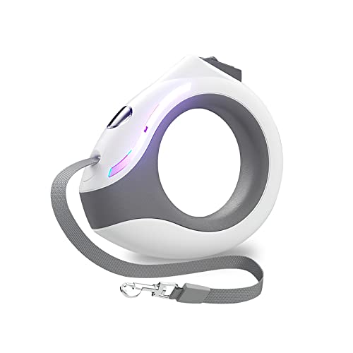 Galatée Einziehbare Hundeleine, 3m Ausziehbare Hundeleine Mit Led-Taschenlampe, EIN-Knopf-Bremse Und Schloss, Ausziehbare Hundeleine Für Hunde Bis 20 Kg(Weiß) von Galatée