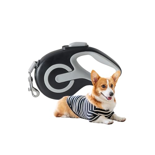 Galatée Einziehbare Hundeleine, EIN-Knopf-Bremse Und -Verriegelung, 360° Verhedderungsfreie Leine Für Kleine Und Mittelgroße Hunde Bis 15 kg, Bequemer Handgriff(S, Schwarz) von Galatée